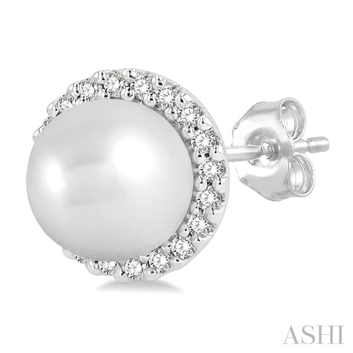 ASHI Pearl & Petite Halo Diamond Fashion Earrings 562A8PPTSERWPWG
