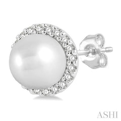 ASHI Pearl & Petite Halo Diamond Fashion Earrings 562A8PPTSERWPWG