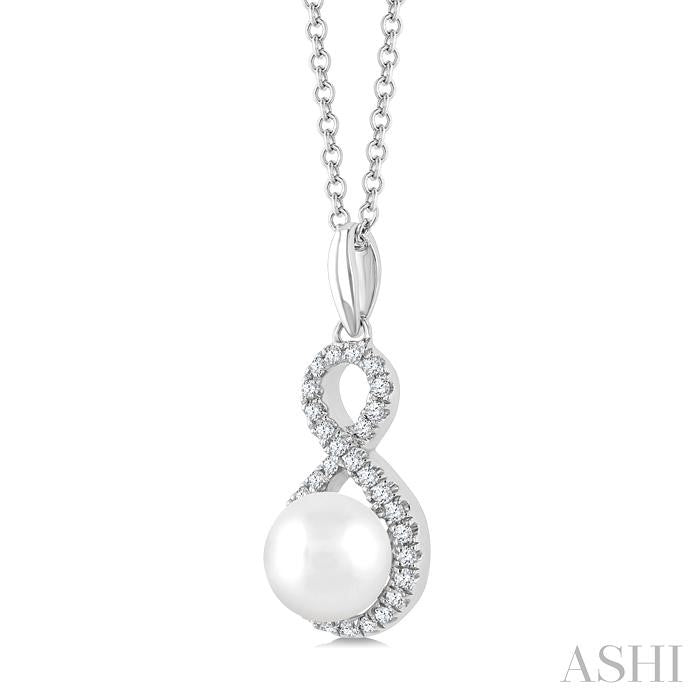 ASHI Pearl & Petite Diamond Fashion Pendant 562B8PPTSPDWPWG