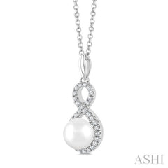 ASHI Pearl & Petite Diamond Fashion Pendant 562B8PPTSPDWPWG