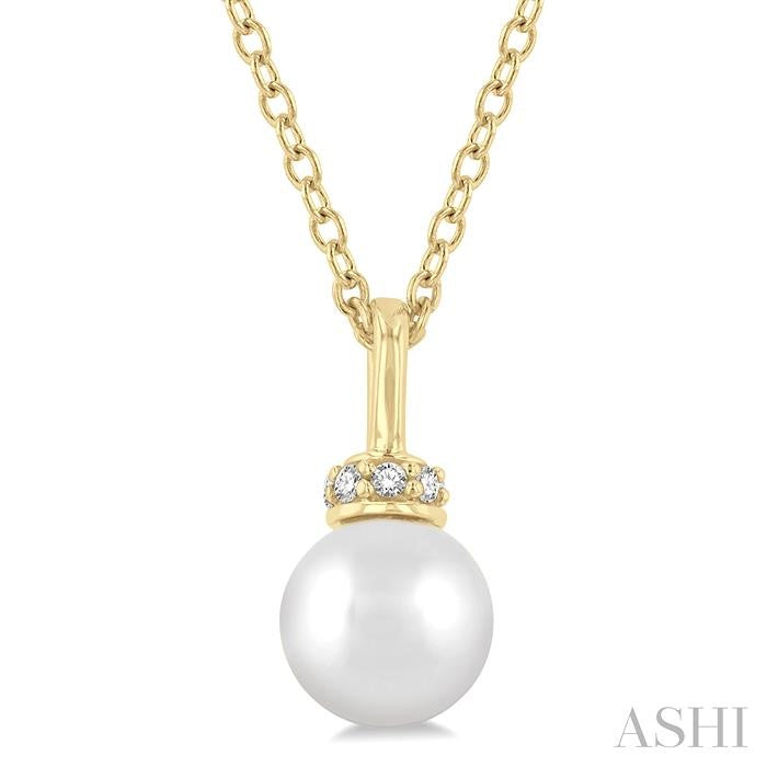 ASHI Pearl & Petite Diamond Fashion Pendant 563A9PPTSPDWPYG