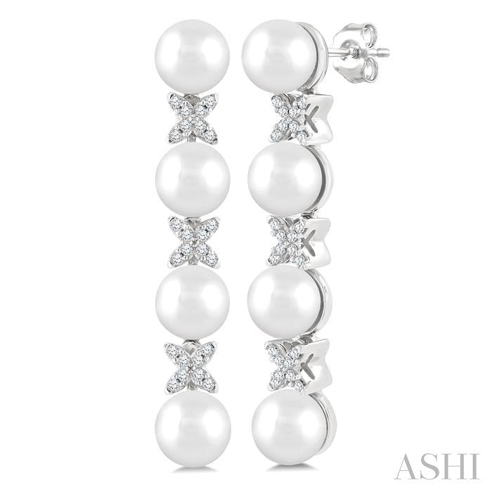 ASHI Pearl & Diamond Floral Fashion Earrings 563B8PPFGERWPWG