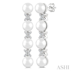 ASHI Pearl & Diamond Floral Fashion Earrings 563B8PPFGERWPWG