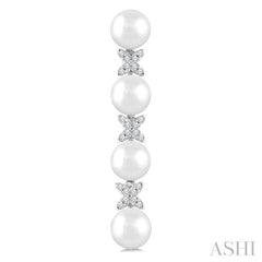 ASHI Pearl & Diamond Floral Fashion Earrings 563B8PPFGERWPWG
