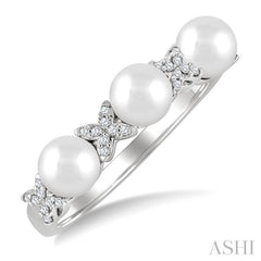 ASHI Pearl & Diamond Floral Fashion Band 563B8PPFGWPWG