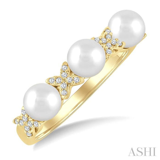 ASHI Pearl & Diamond Floral Fashion Band 563B8PPFGWPYG