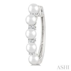 ASHI Pearl & Diamond Fashion Hoop Earrings 56428PPTGERWPWG