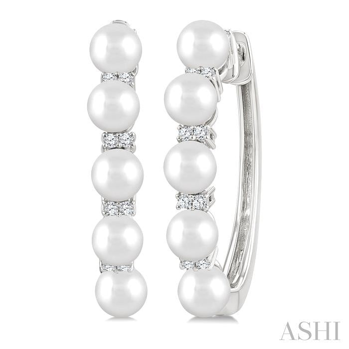 ASHI Pearl & Diamond Fashion Hoop Earrings 56428PPTGERWPWG