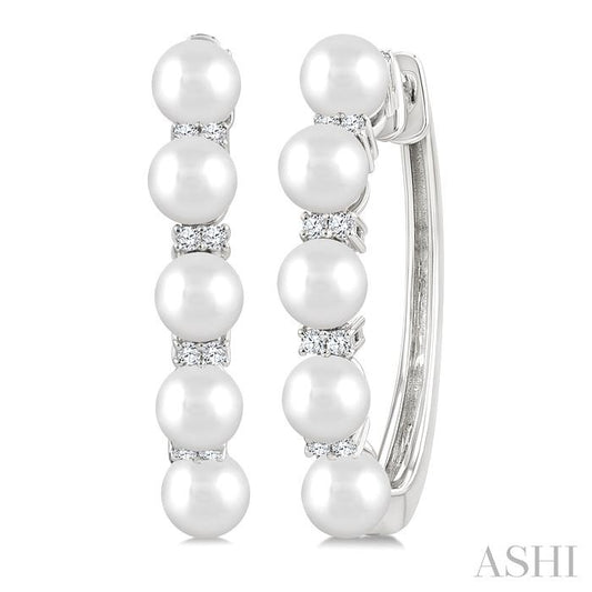 ASHI Pearl & Diamond Fashion Hoop Earrings 56428PPTGERWPWG