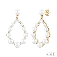 ASHI Pearl Drop Diamond Fashion Earrings 56457PPFGERWPYG
