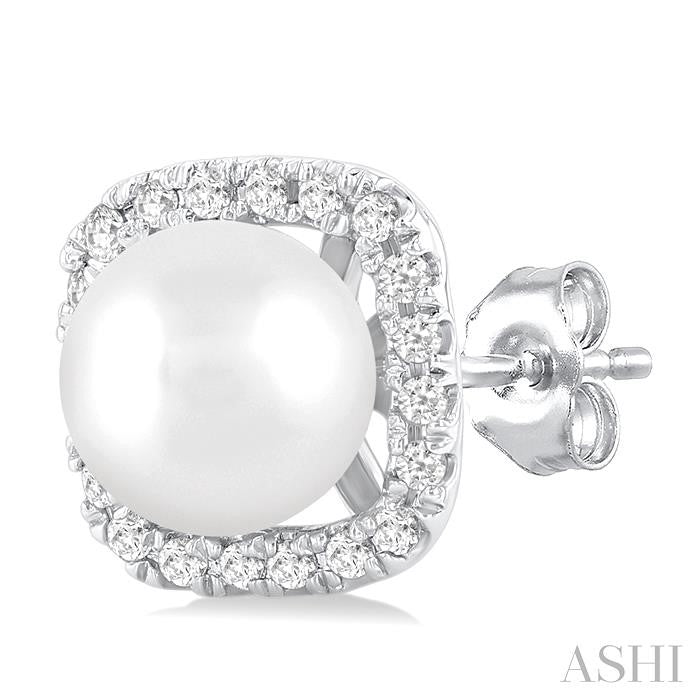 ASHI Pearl & Petite Halo Diamond Fashion Earrings 56468PPTSERWPWG