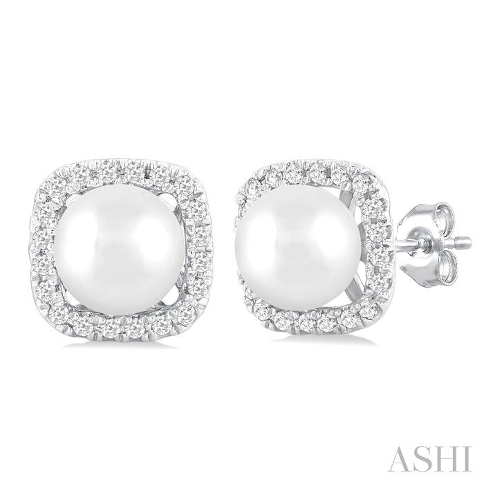 ASHI Pearl & Petite Halo Diamond Fashion Earrings 56468PPTSERWPWG