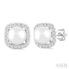 ASHI Pearl & Petite Halo Diamond Fashion Earrings 56468PPTSERWPWG