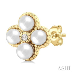 ASHI Clover Pearl & Diamond Fashion Earrings 56479PPTGERWPYG