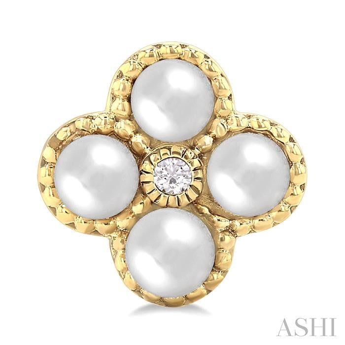 ASHI Clover Pearl & Diamond Fashion Earrings 56479PPTGERWPYG
