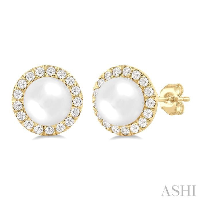 ASHI Pearl & Halo Diamond Earrings 565A6PPFGERWPYG
