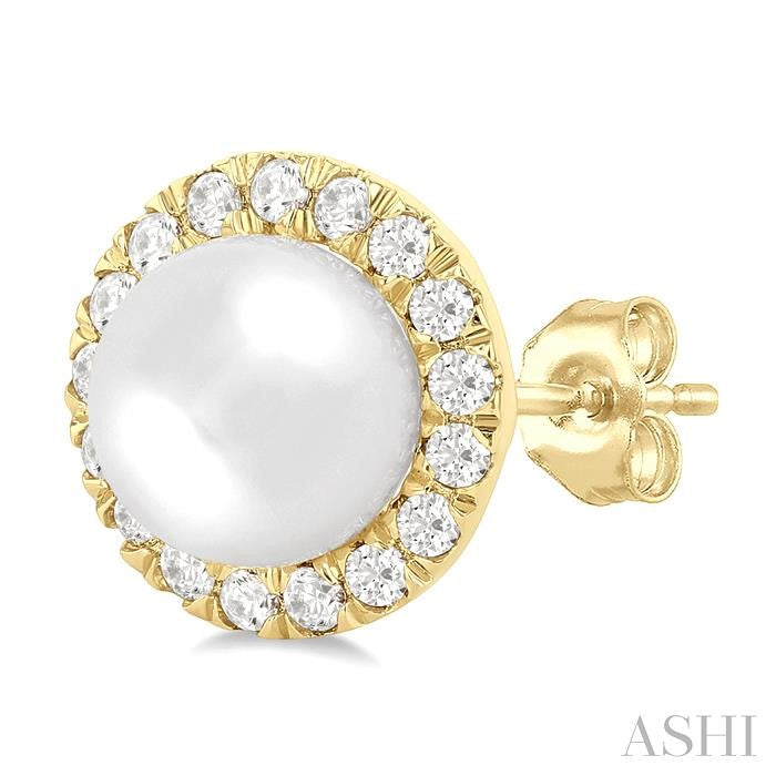 ASHI Pearl & Halo Diamond Earrings 565A6PPTGERWPYG