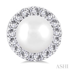 ASHI Pearl & Halo Diamond Earrings 565A8PPFSERWPWG