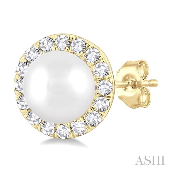 ASHI Pearl & Halo Diamond Earrings 565A8PPFSERWPYG