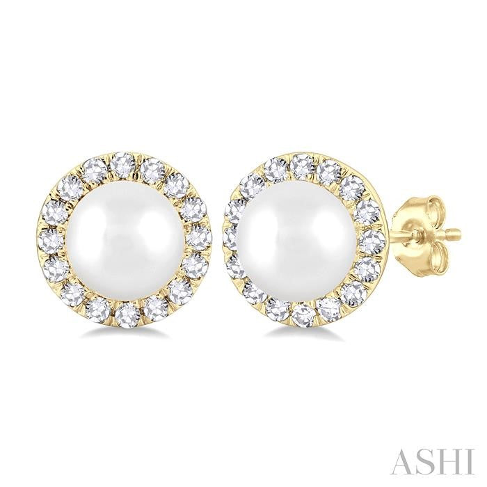 ASHI Pearl & Halo Diamond Earrings 565A8PPFSERWPYG