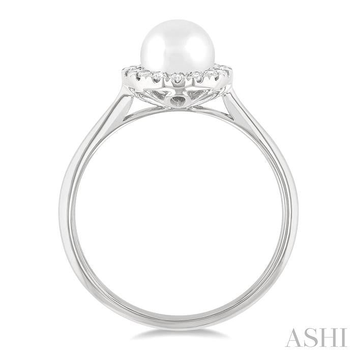 ASHI Pearl & Halo Diamond Ring 565A8PPTGWPWG