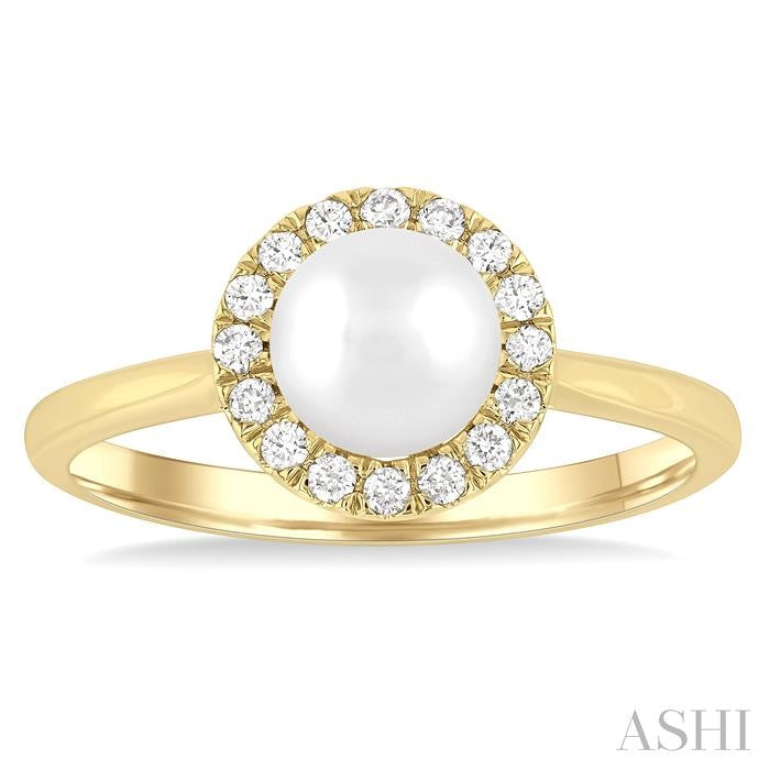 ASHI Pearl & Halo Diamond Ring 565A8PPTGWPYG