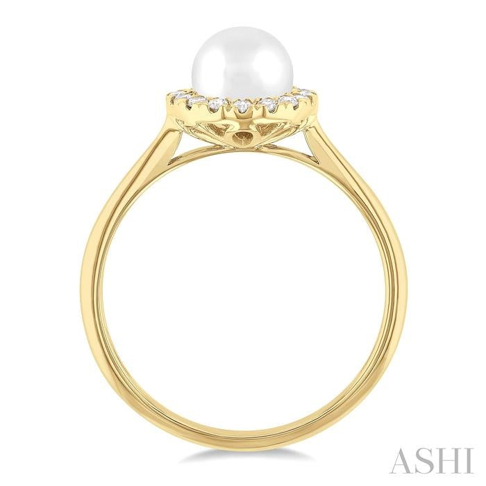 ASHI Pearl & Halo Diamond Ring 565A8PPTGWPYG