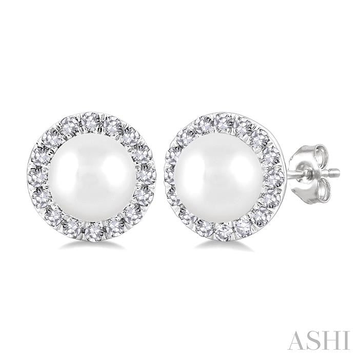 ASHI Pearl & Halo Diamond Earrings 565A8PPTSERWPWG