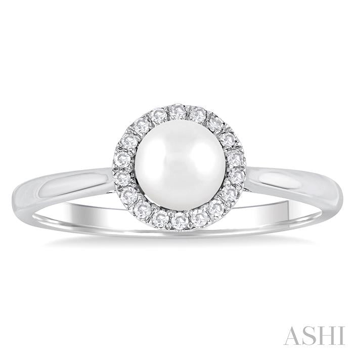 ASHI Pearl & Halo Diamond Ring 565A9PPFSWPWG