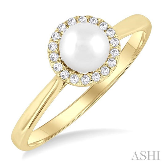ASHI Pearl & Halo Diamond Ring 565A9PPFSWPYG