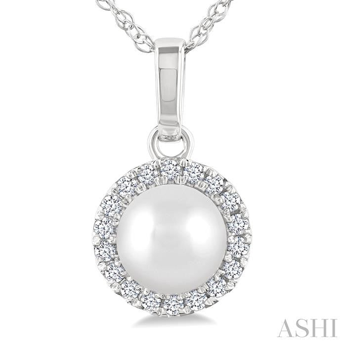 ASHI Pearl & Halo Diamond Pendant 565A9PPTSPDWPWG
