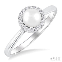 ASHI Pearl & Halo Diamond Ring 565A9PPTSWPWG