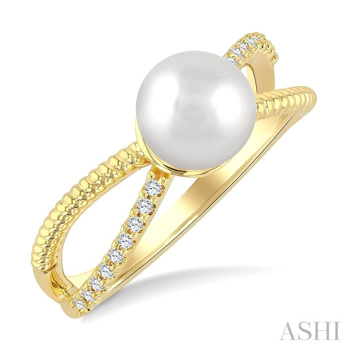 ASHI Pearl & Diamond Fashion Ring 565B8PPTSWPYG