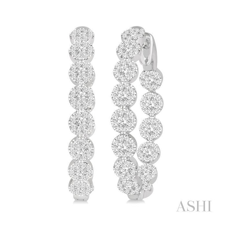 ASHI Inside-Out Lovebright Diamond Hoop Earrings 925B0PPFGERWG-2.00