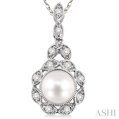 ASHI Pearl & Halo Diamond Fashion Pendant 56658PPFSPDWG