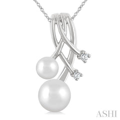 ASHI Pearl & Diamond Fashion Pendant 567B9PPTGPDWPWG