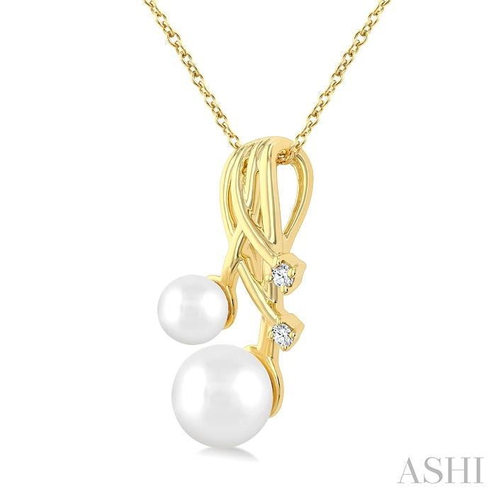 ASHI Pearl & Diamond Fashion Pendant 567B9PPTGPDWPYG