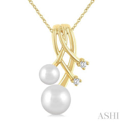 ASHI Pearl & Diamond Fashion Pendant 567B9PPTGPDWPYG