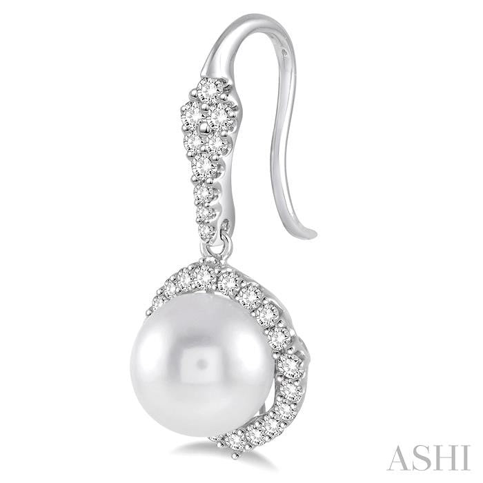 ASHI Pearl & Halo Diamond Earrings 56813PPFHERWPWG