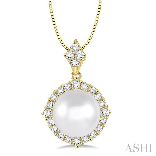 ASHI Pearl & Halo Diamond Pendant 56813PPFHPDWPYG