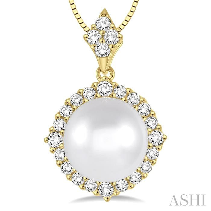 ASHI Pearl & Halo Diamond Pendant 56813PPFHPDWPYG