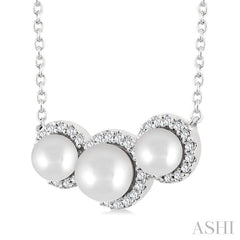 ASHI Pearl & Halo Diamond Fashion Pendant 568A8PPFGPDWPWG