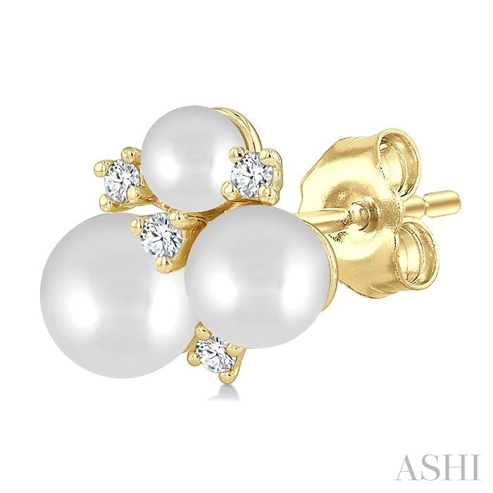 ASHI Pearl & Diamond Fashion Earrings 568B9PPTGERWPYG