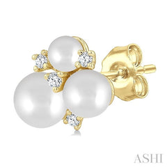 ASHI Pearl & Diamond Fashion Earrings 568B9PPTGERWPYG