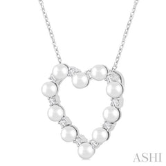 ASHI Heart Shape Pearl & Diamond Pendant 56957PPFGPDWPWG