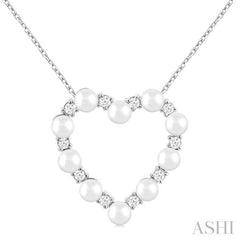 ASHI Heart Shape Pearl & Diamond Pendant 56957PPFGPDWPWG