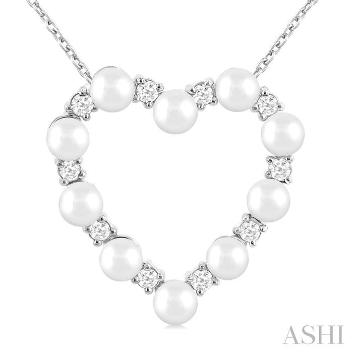 ASHI Heart Shape Pearl & Diamond Pendant 56957PPFGPDWPWG