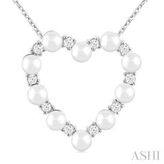 ASHI Heart Shape Pearl & Diamond Pendant 56957PPFGPDWPWG