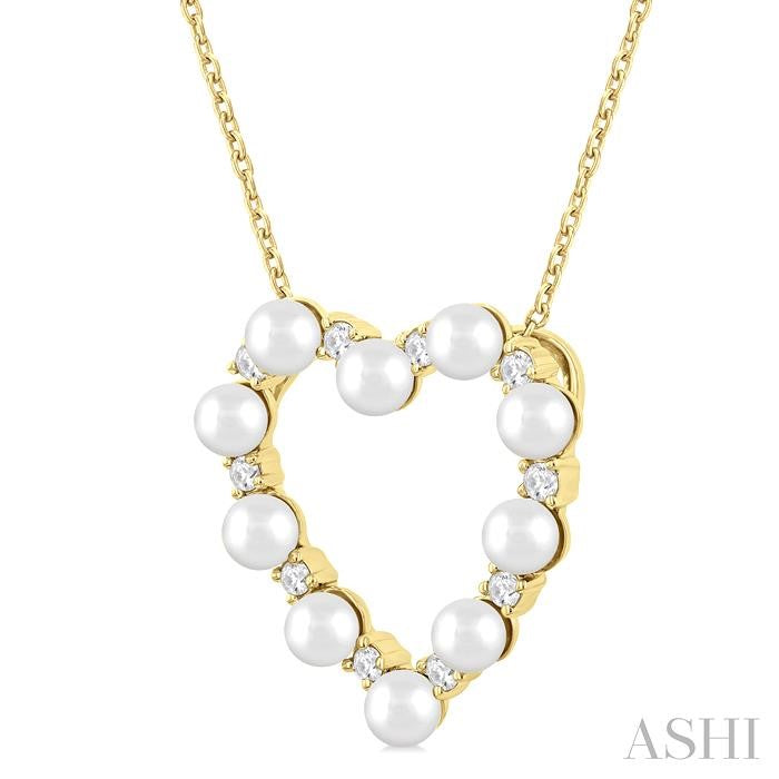 ASHI Heart Shape Pearl & Diamond Pendant 56957PPFGPDWPYG