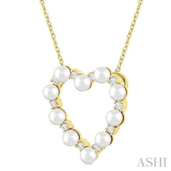 ASHI Heart Shape Pearl & Diamond Pendant 56957PPFGPDWPYG